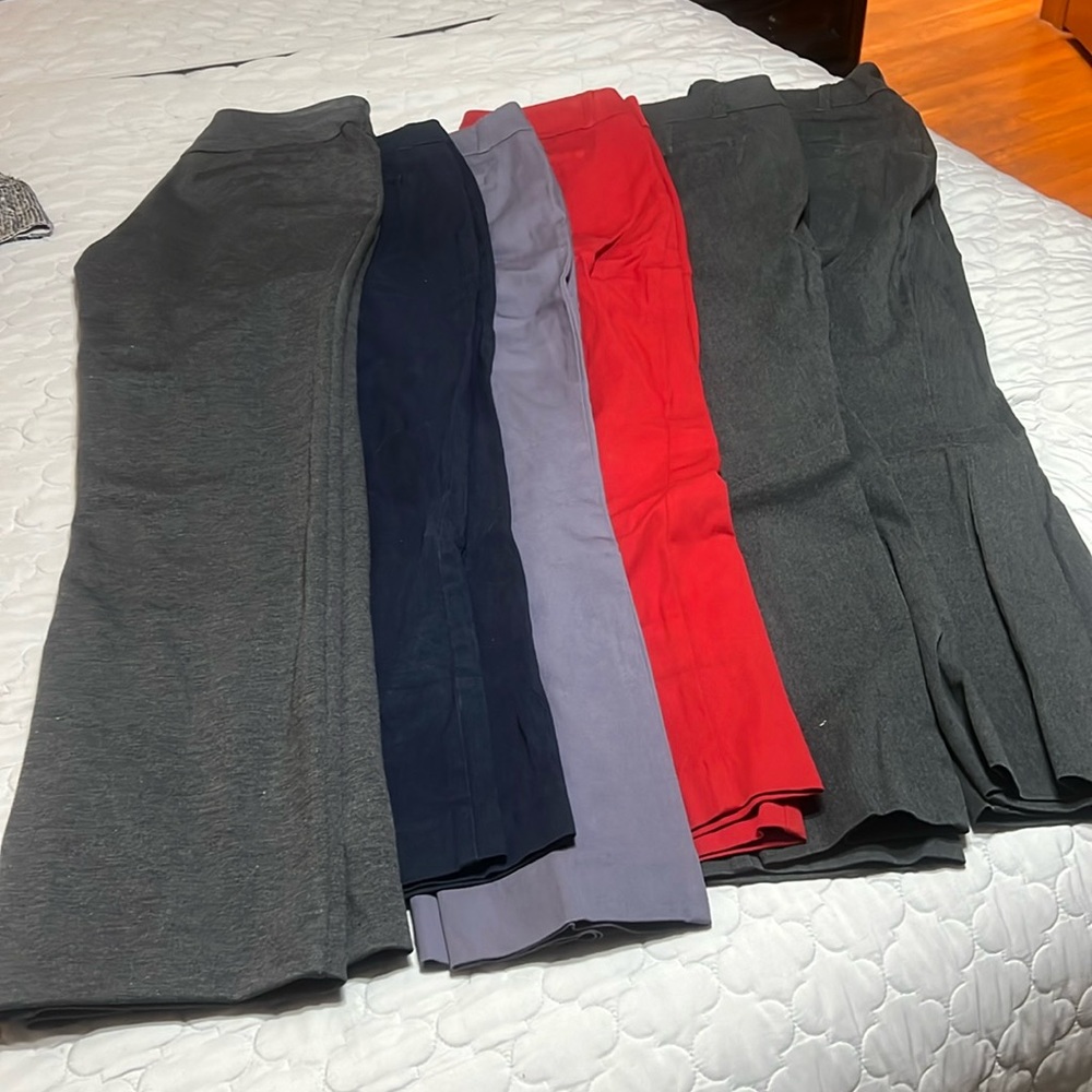 Lot of women’s Loft and New York & company pant size 8. Red, grey, navy, black.